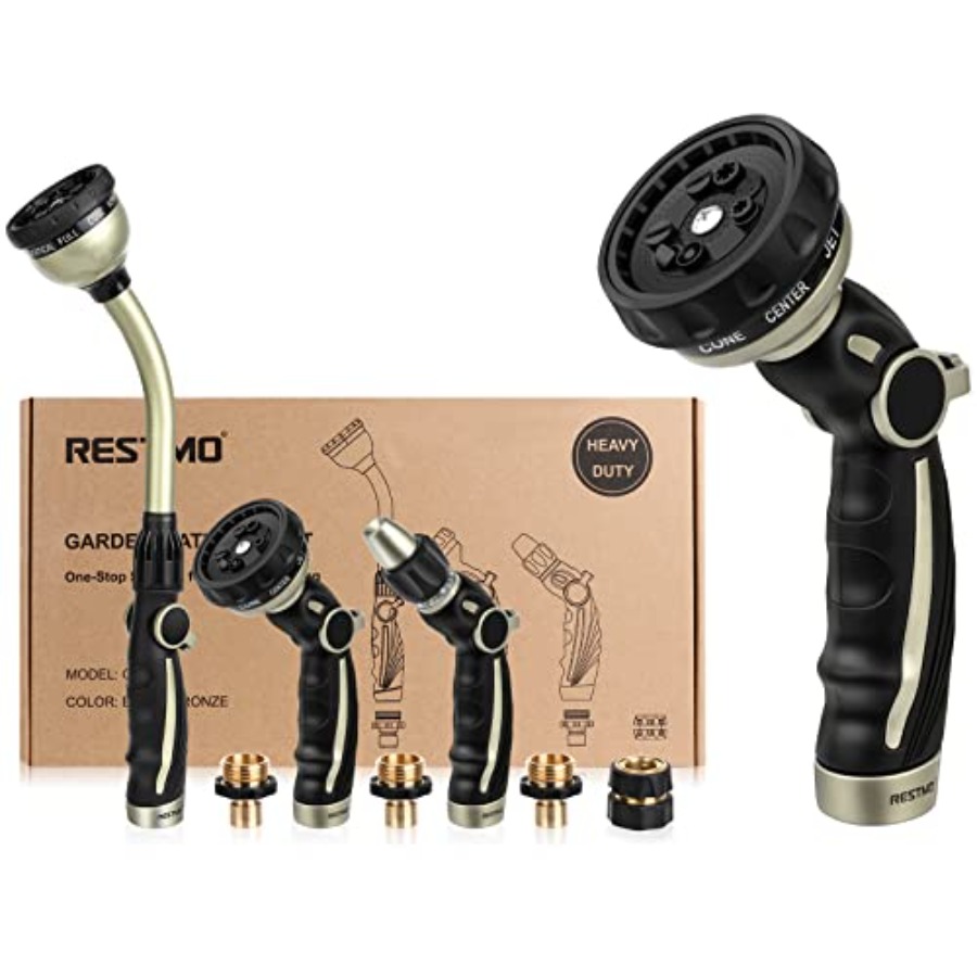 Garden Hose Nozzle - RESTMO Garden Watering Combo Heavy Duty